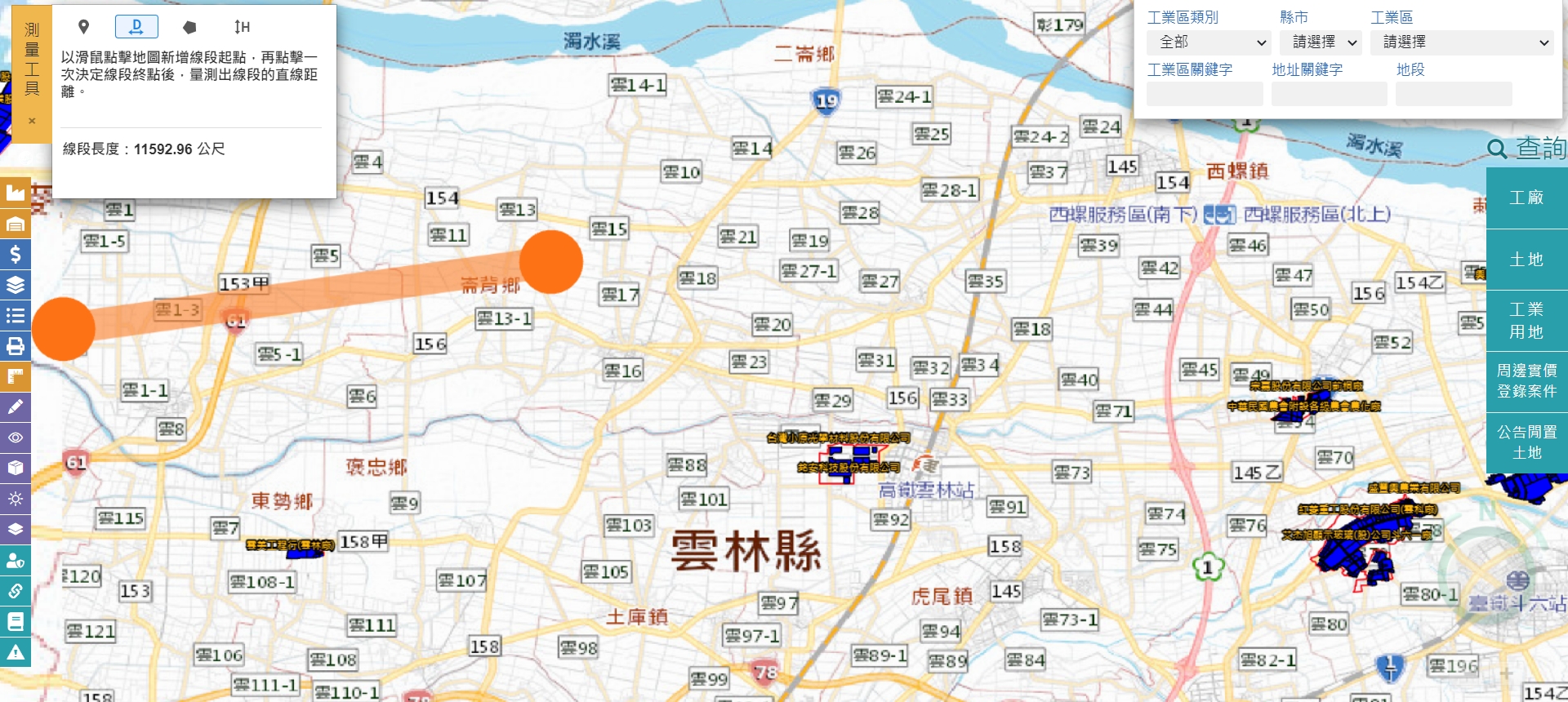 地圖測量工具-線